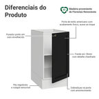 Balcão de Cozinha 40 cm 1 Porta (Sem Tampo) Branco/Preto Vik Madesa