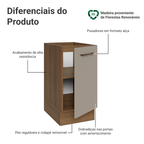 Balcão de Cozinha 40 cm 1 Porta (Sem Tampo) Rustic/Crema Agata Madesa