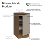Balcão de Cozinha 40 cm 1 Porta Rustic/Crema Vik Madesa