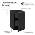Balcão de Cozinha 40 cm 1 Porta Suspenso Preto Nice Madesa