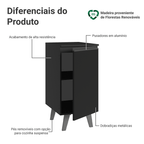 Balcão de Cozinha 40 cm 1 Porta Com Pés Preto Nice Madesa