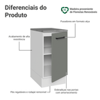 Balcão Madesa Agata 40 cm 1 Porta Branco/Cinza