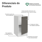 Balcão de Cozinha 40 cm 1 Porta (Sem Tampo) Branco/Cinza Vik Madesa