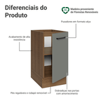 Balcão de Cozinha 40 cm 1 Porta (Sem Tampo) Rustic/Cinza Agata Madesa
