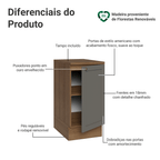 Balcão de Cozinha 40 cm 1 Porta Rustic/Cinza Vik Madesa