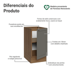 Balcão de Cozinha 40 cm 1 Porta (Sem Tampo) Rustic/Cinza Vik Madesa