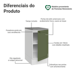 Balcão de Cozinha 40 cm 1 Porta Branco/Verde Vik Madesa