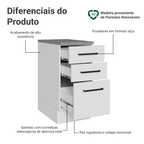Balcão Madesa Agata 40 cm 3 Gavetas Branco