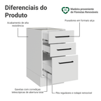 Balcão de Cozinha 40 cm 3 Gavetas (Sem Tampo) Branco Agata Madesa