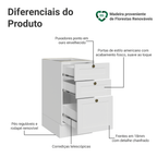 Balcão de Cozinha 40 cm 3 Gavetas (Sem Tampo) Branco Vik Madesa