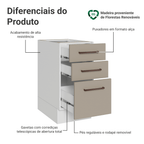 Balcão de Cozinha 40 cm 3 Gavetas (Sem Tampo) Branco/Crema Agata Madesa