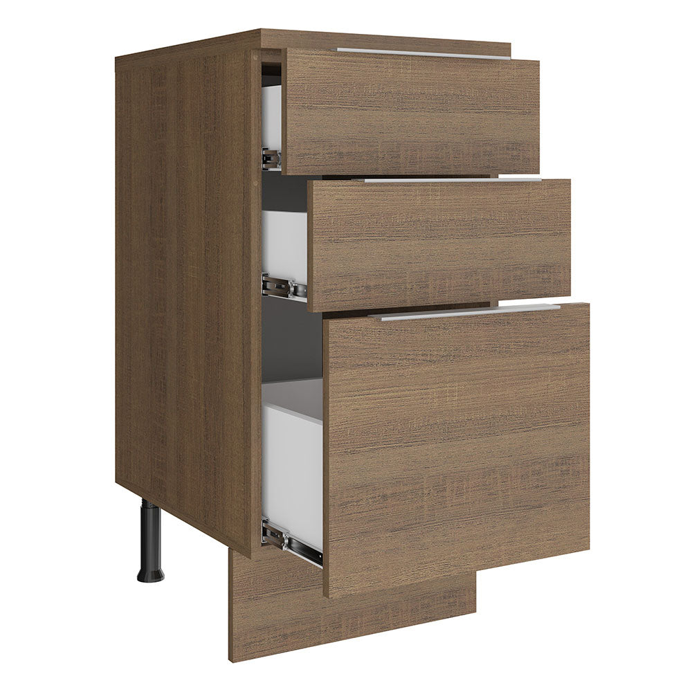 Balcão Madesa Stella 40 cm 3 Gavetas Rustic