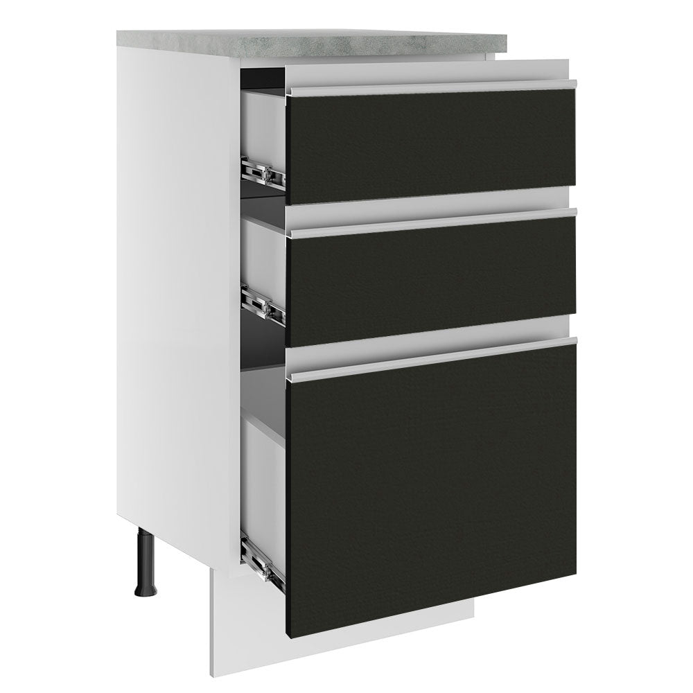 Balcão Madesa Glamy 40 cm 3 Gavetas Branco/Preto