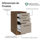 Balcão 40 cm 3 Gavetas Rustic/Crema Agata Madesa