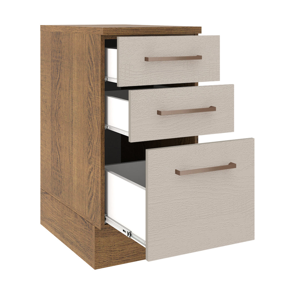 Balcão 40 cm 3 Gavetas Rustic/Crema Agata Madesa