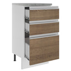 Balcão Madesa Glamy 40 cm 3 Gavetas Branco/Rustic