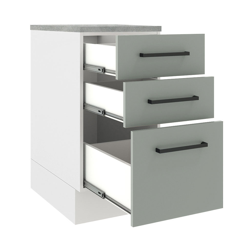 Balcão Madesa Agata 40 cm 3 Gavetas Branco/Cinza