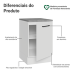 Balcão de Cozinha 50cm 1 Porta Branco Agata Madesa