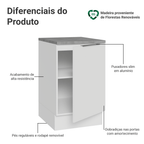 Balcão de Cozinha 50cm 1 Porta Branco Stella Madesa