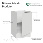 Balcão de Cozinha 50cm 1 Porta (Sem Tampo) Branco Stella Madesa