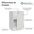 Balcão de Cozinha 50cm 1 Porta (Sem Tampo) Branco Vik Madesa