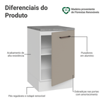 Balcão de Cozinha 50cm 1 Porta Branco/Crema Agata Madesa