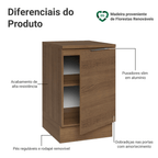 Balcão de Cozinha 50cm 1 Porta Rustic Stella Madesa