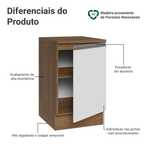 Balcão de Cozinha 50cm 1 Porta Rustic/Branco Glamy Madesa