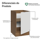 Balcão de Cozinha 50cm 1 Porta (Sem Tampo) Rustic/Branco Stella Madesa