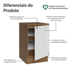 Balcão de Cozinha 50cm 1 Porta Rustic/Branco Vik Madesa