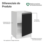 Balcão de Cozinha 50cm 1 Porta (Sem Tampo) Branco/Preto Glamy Madesa