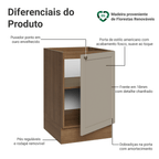 Balcão de Cozinha 50cm 1 Porta (Sem Tampo) Rustic/Crema Vik Madesa