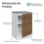 Balcão de Cozinha 50cm 1 Porta Branco/Rustic Stella Madesa