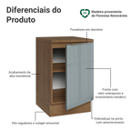 Balcão de Cozinha 50 cm 1 Porta Rustic/Cinza Lux Madesa