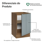 Balcão de Cozinha 50 cm 1 Porta (Sem Tampo) Rustic/Cinza Lux Madesa
