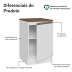 Balcão de Cozinha 50cm 1 Porta Branco Tampo Rustic Glamy Madesa