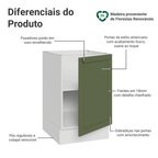 Balcão de Cozinha 50cm 1 Porta (Sem Tampo) Branco/Verde Vik Madesa