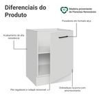Balcão de Cozinha 60 cm 1 Porta (Sem Tampo) Branco Agata Madesa