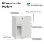 Balcão de Cozinha 60 cm 1 Porta (Sem Tampo) Branco Vik Madesa