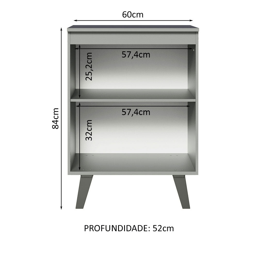 Balcão 60 cm 1 Porta Com Pés Cinza Nice Madesa