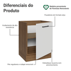 Balcão de Cozinha 60 cm 1 Porta (Sem Tampo) Rustic/Branco Agata Madesa