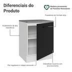 Balcão Madesa Agata 60 cm 1 Porta Branco/Preto