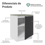 Balcão de Cozinha 60 cm 1 Porta Branco/Preto Lux Madesa