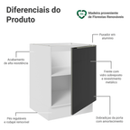 Balcão de Cozinha 60 cm 1 Porta (Sem Tampo) Branco/Preto Lux Madesa