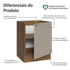 Balcão de Cozinha 60 cm 1 Porta (Sem Tampo) Rustic/Crema Vik Madesa