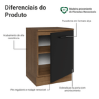 Balcão Madesa Agata 60 cm 1 Porta Rustic/Preto