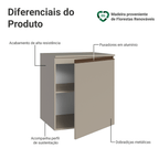 Balcão de Cozinha 60 cm 1 Porta Suspenso Crema Nice Madesa