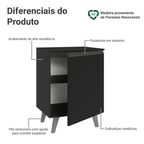Balcão de Cozinha 60 cm 1 Porta Com Pés Preto Nice Madesa