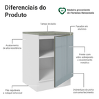 Balcão de Cozinha 60 cm 1 Porta Branco/Cinza Lux Madesa