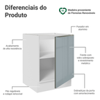 Balcão de Cozinha 60 cm 1 Porta (Sem Tampo) Branco/Cinza Lux Madesa